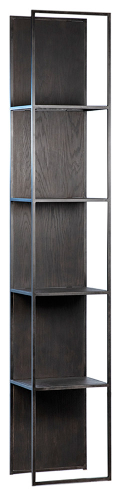 Narrow Modern Ebony  ampIron Bookcase   Industrial   Bookcases   by Design Mix Furniture  Houzz