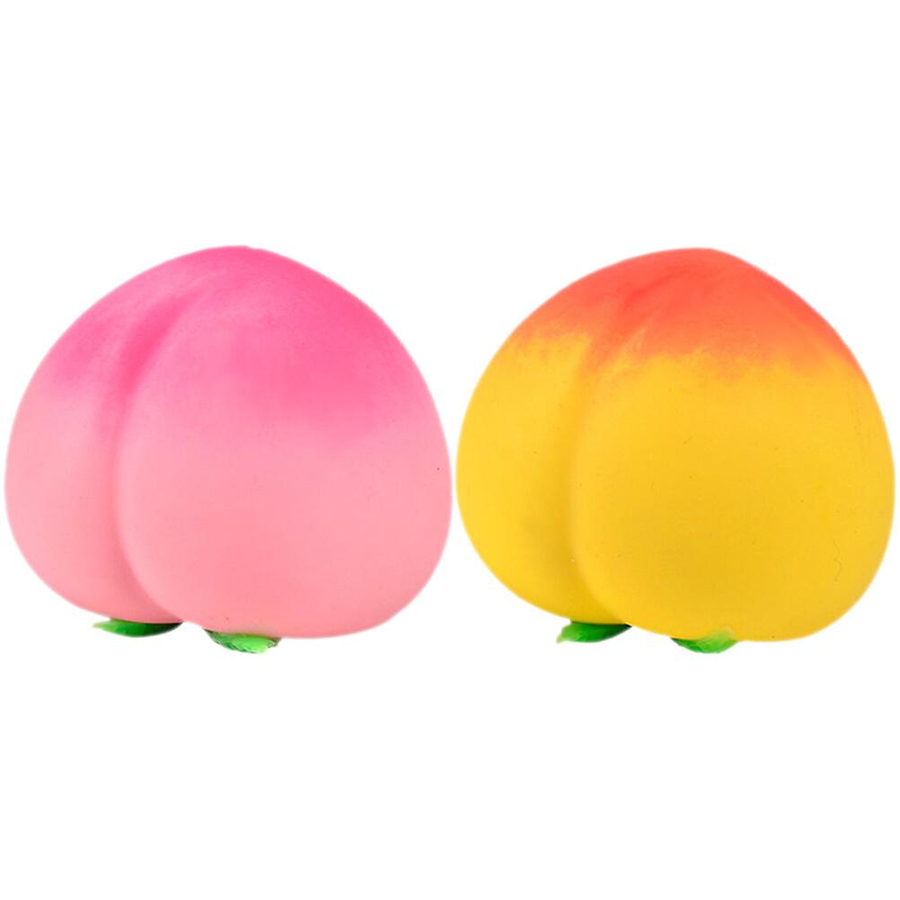 2pcs Peach Shaped Stress Balls Simulation Fruit Shaped Stress Toys Stretchy Decompression Toys