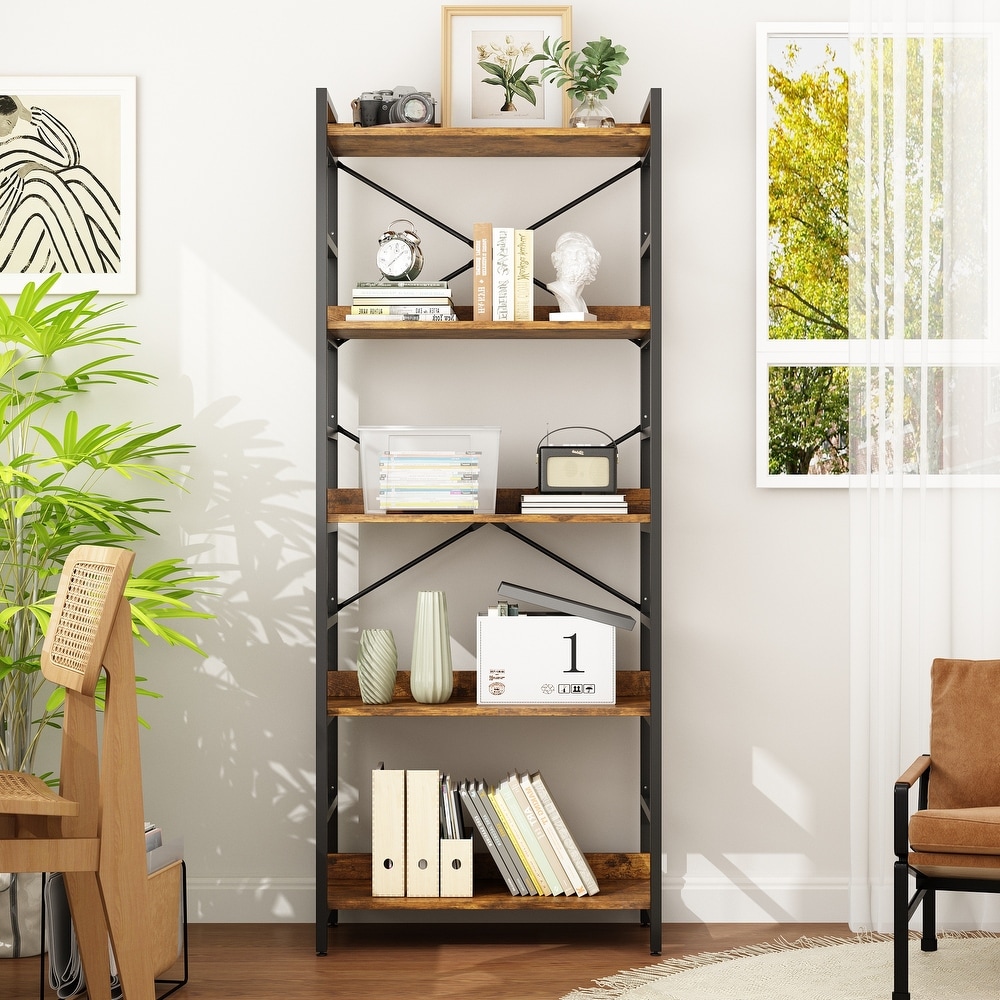 Bookcase   Versatile Industrial Style Bookshelf with Open Shelves