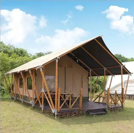 outdoor large glamping prebuilt yurt house Luxury Hotel project safari tent supplier wooden pole resort camp tent beach tent