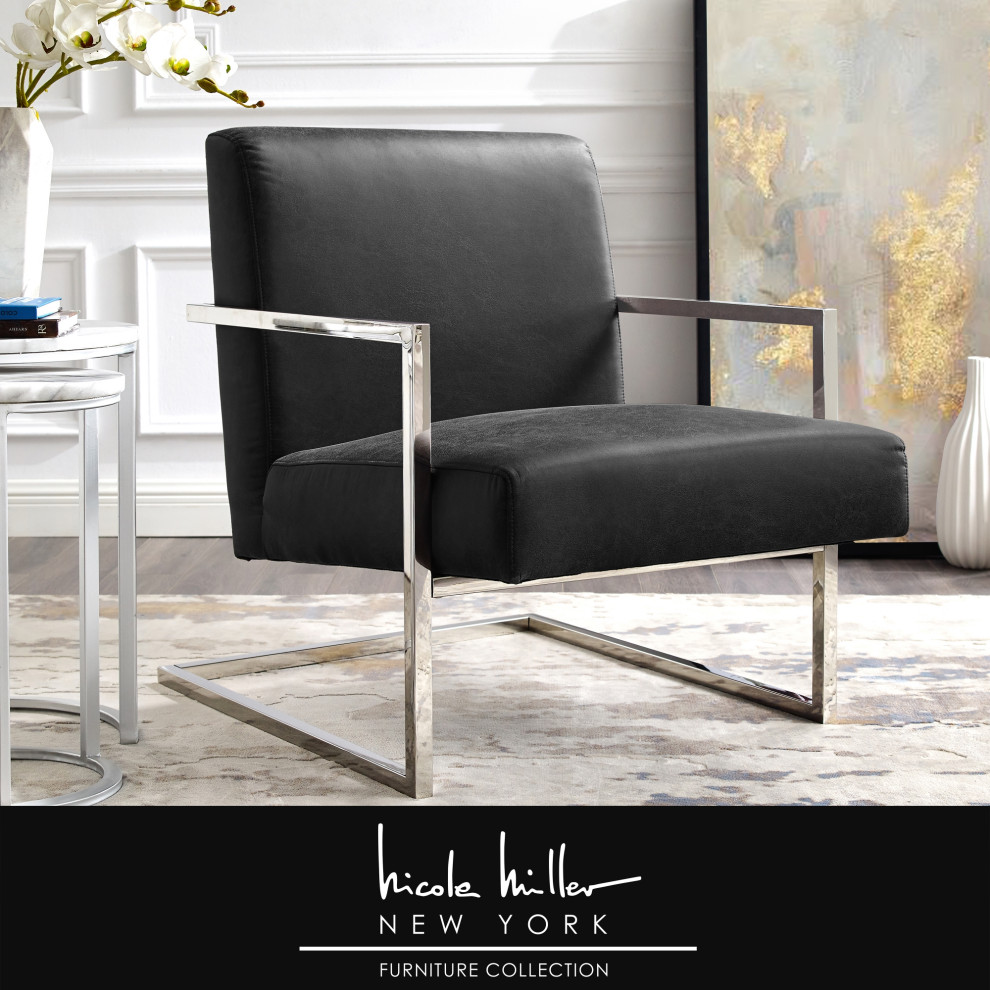 Nicole Miller Leighton Accent Chair With Square Frame   Contemporary   Armchairs And Accent Chairs   by Inspired Home  Houzz