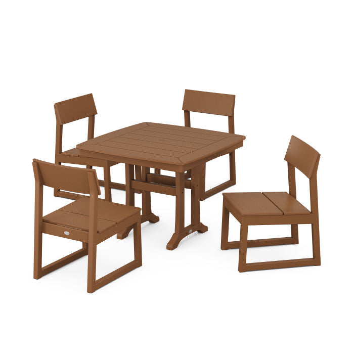 Polywood EDGE Side Chair 5-Piece Dining Set with Trestle Legs PWS970-1