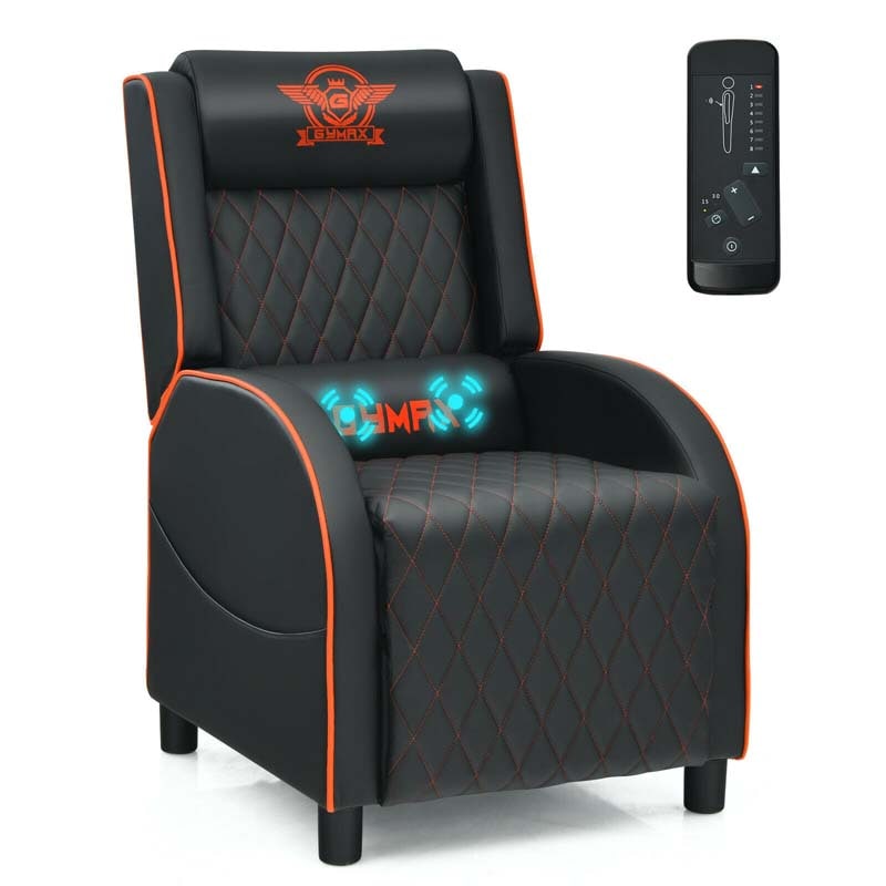 Massage Gaming Recliner Chair, PU Leather Gaming Sofa, Single Sofa, Lounge Sofa, Home Theater Seat with Adjustable Backrest & Footrest