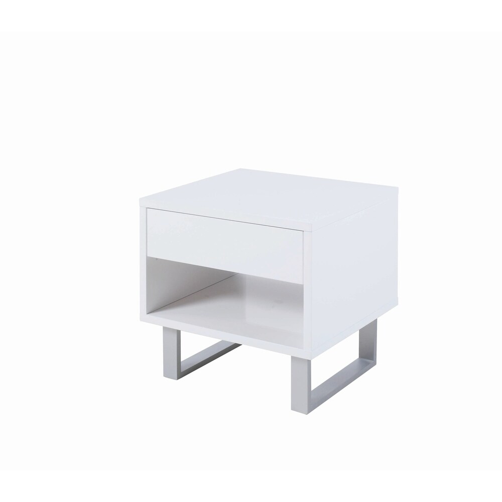 Coaster Furniture Atchison High Glossy White 1 drawer End Table