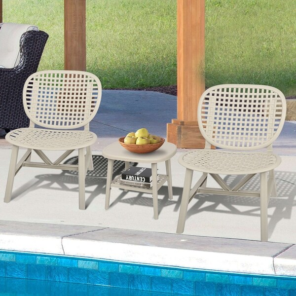 3 Pieces Hollow Design Retro Patio Table Chair Set All Weather Conversation Bistro Set Outdoor