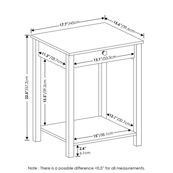 Furinno Classic Side Table with Drawer