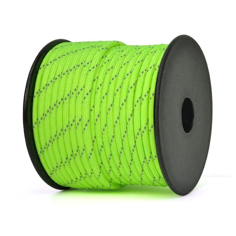 Usa Wholesale Custom 100% Nylon 100 Feet 2mm 3mm 4mm Reflective Camping Survival Parachute Cord Rope for Bracelet Paracord 550