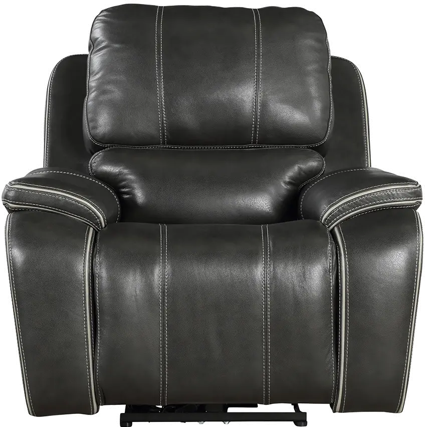 Harry Cyclone Dark Gray Leather-Match Power Recliner