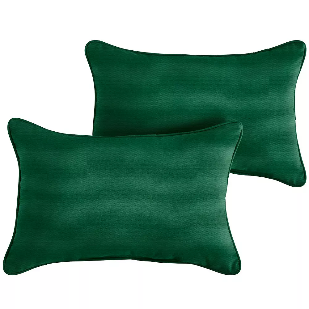 Set of 2 Green Sunbrella Canvas Outdoor Pillow  20