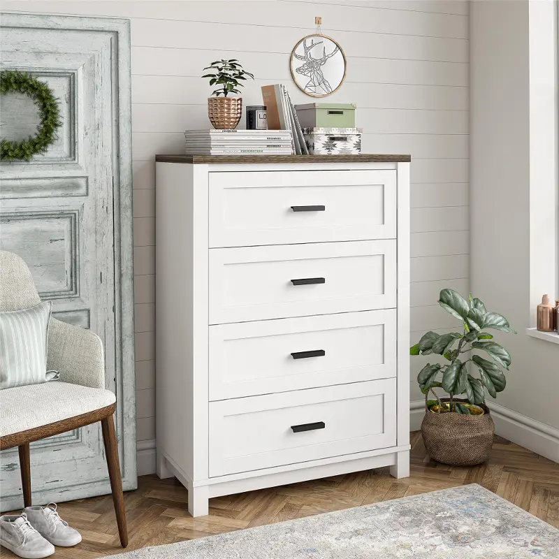 Carver Contemporary White 4-Drawer Dresser