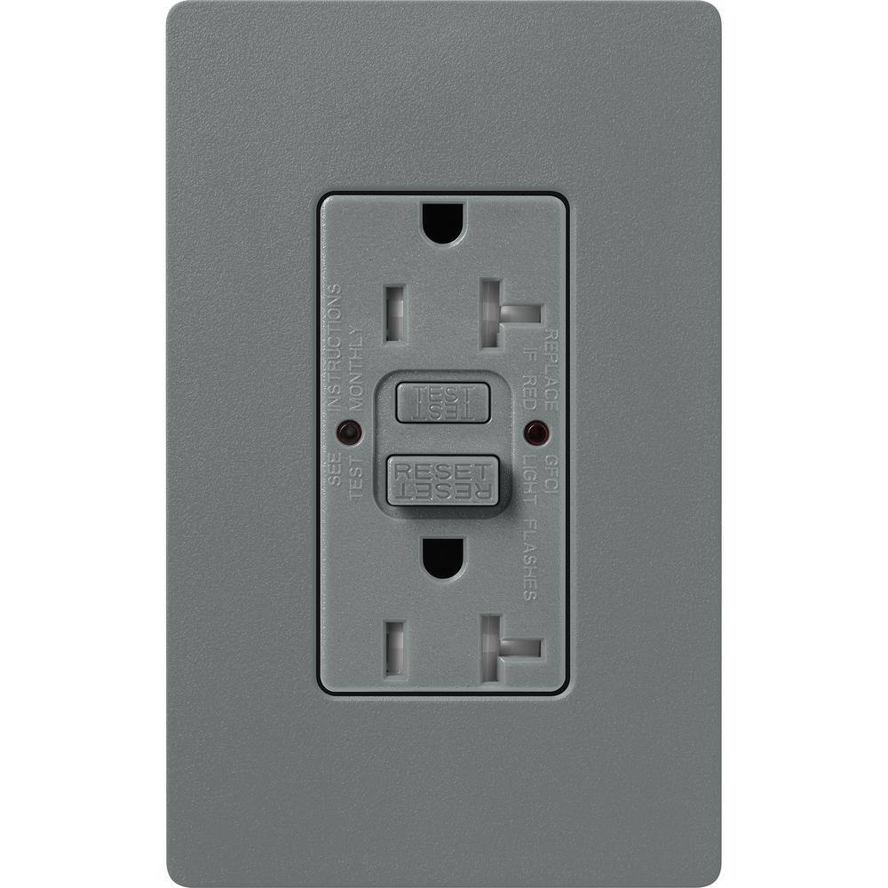 Lutron Claro 20-Amp Tamper Resistant Duplex Receptacle Slate (SCR-20-GFST-SL) SCR-20-GFST-SL