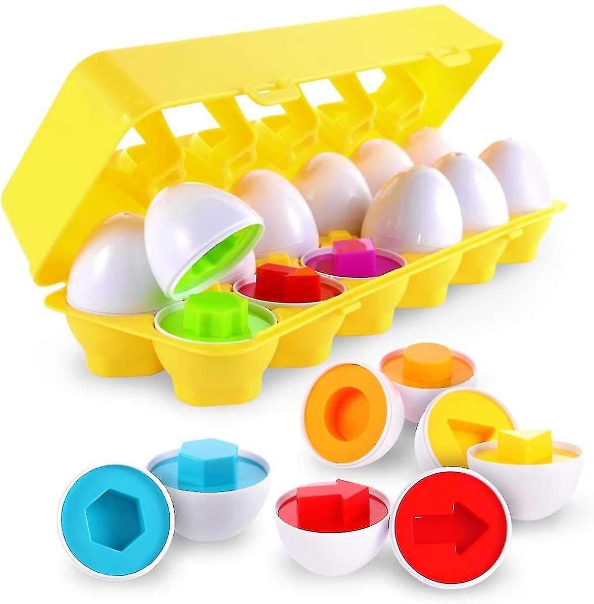 Matching Easter Eggs ，12 Packs Learning Toys Gift For Preschool Games Educational Color Shape Recogn