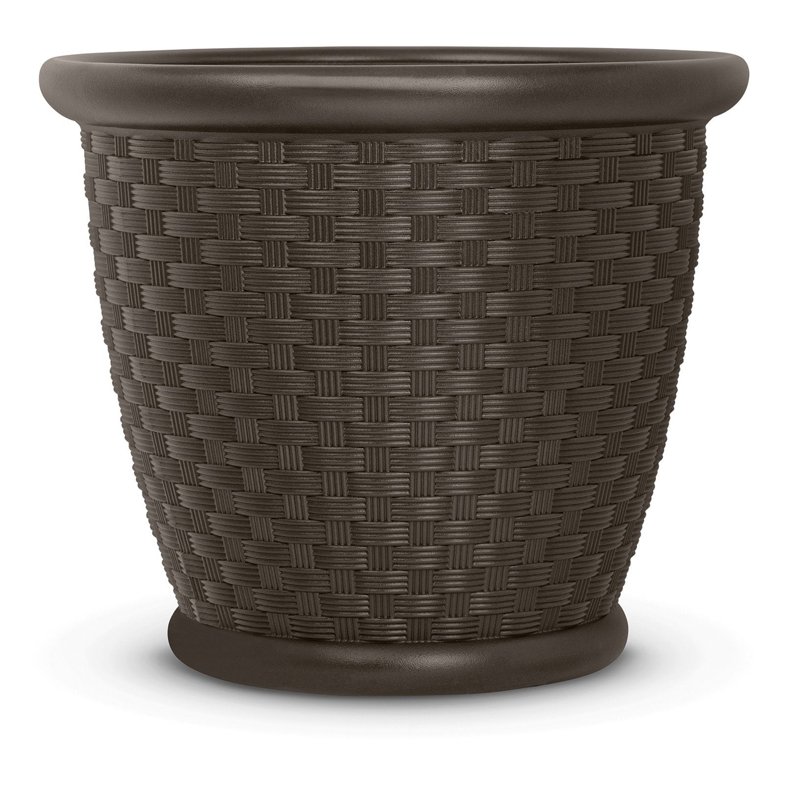 Suncast Sonora 18" x 18" x 16" Round Brown Resin Plant Planter with UV Resistant Material