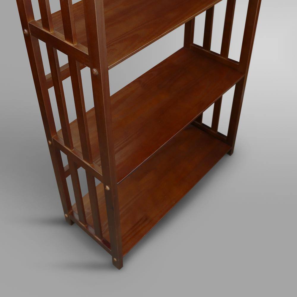 Casual Home 63 in. Walnut New Wood 4-Shelf Etagere Bookcase with Open Back N310-64