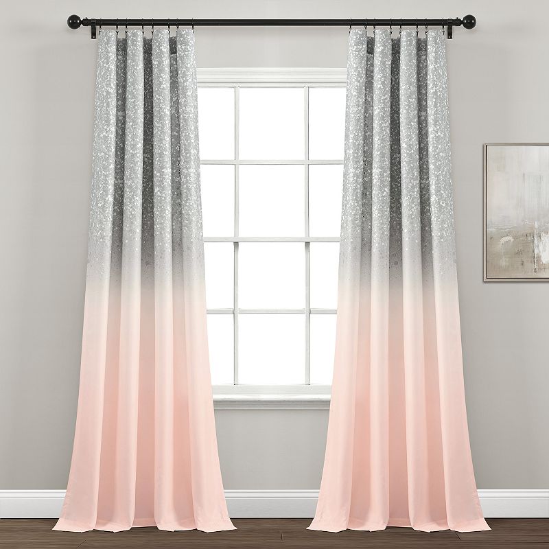 Lush Decor Glitter Ombre Metallic Print Window Curtain Set