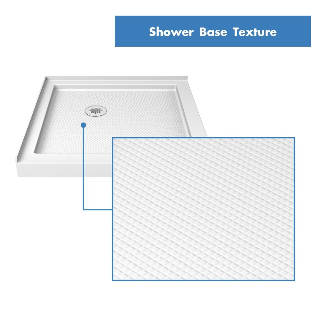 DreamLine Flex 36 in. D x 36 in. W x 76 3/4 in. H Pivot Shower Enclosure  Shower Base and Backwall Kit   36\