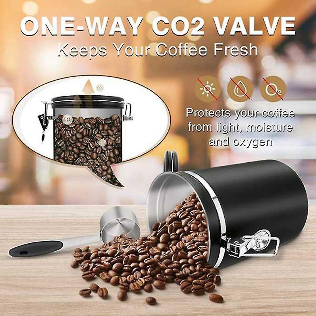 Coffee Jars Airtight 1.8l Coffee Bean Container Storage Jars With Mini Jar，date Tracker，co2 Valve F