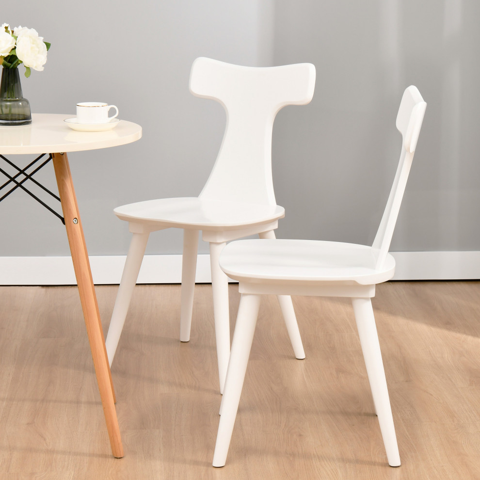 Set of 2 Curved Slat Back Wooden Dining Chairs  Counter Chairs   Farmhouse   Dining Chairs   by Duhome inc  Houzz