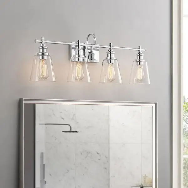 KAWOTI 4-Light Bathroom Vanity Light with Glass Shade