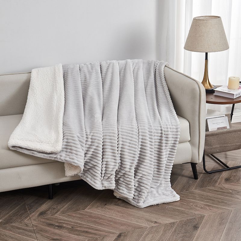 Ribbed Plush to Sherpa Reversible Blanket