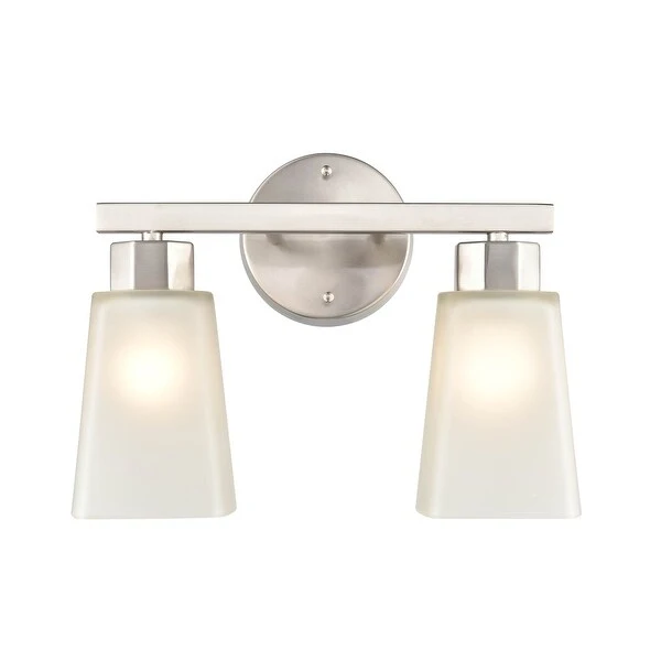 Millennium Lighting Coley 2 or 3 Light Vanity Fixture in Brushed Nickel or Matte Black with Frosted Glass Shades