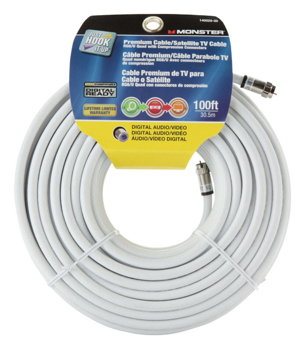 CABLE RG6 QUAD 100' WHT