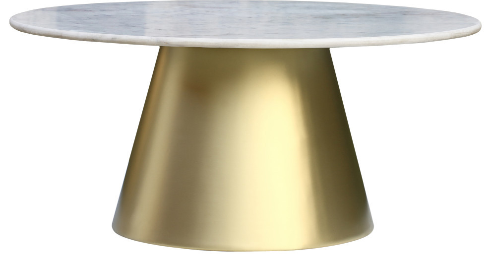 Sorrento Coffee Table  Marble Top  Brushed Gold Metal Base   Contemporary   Coffee Tables   by Meridian Furniture  Houzz