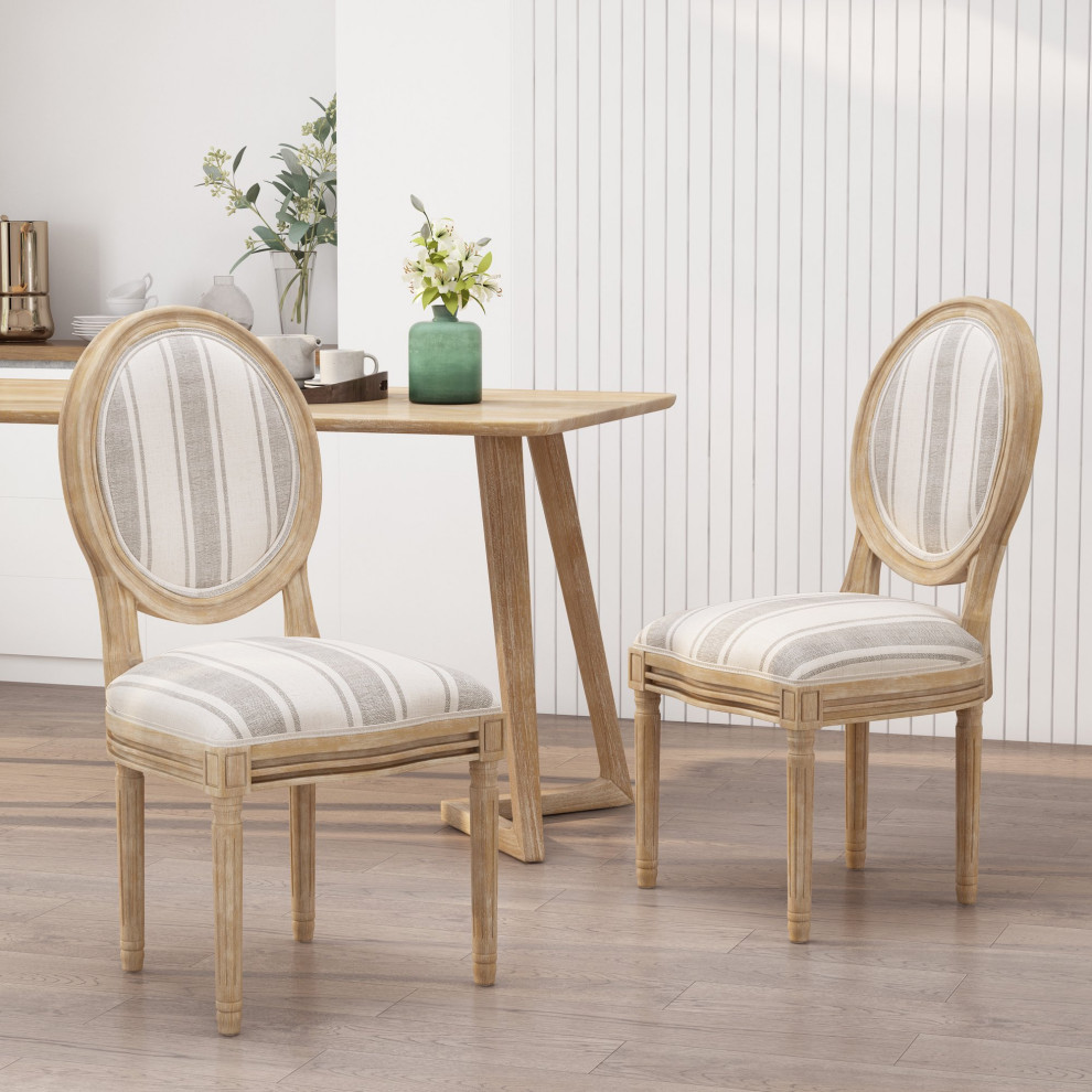 Set of 2 Dining Chair  Natural Rubberwood Frame  ampPadded Seat   French Country   Dining Chairs   by Decor Love  Houzz