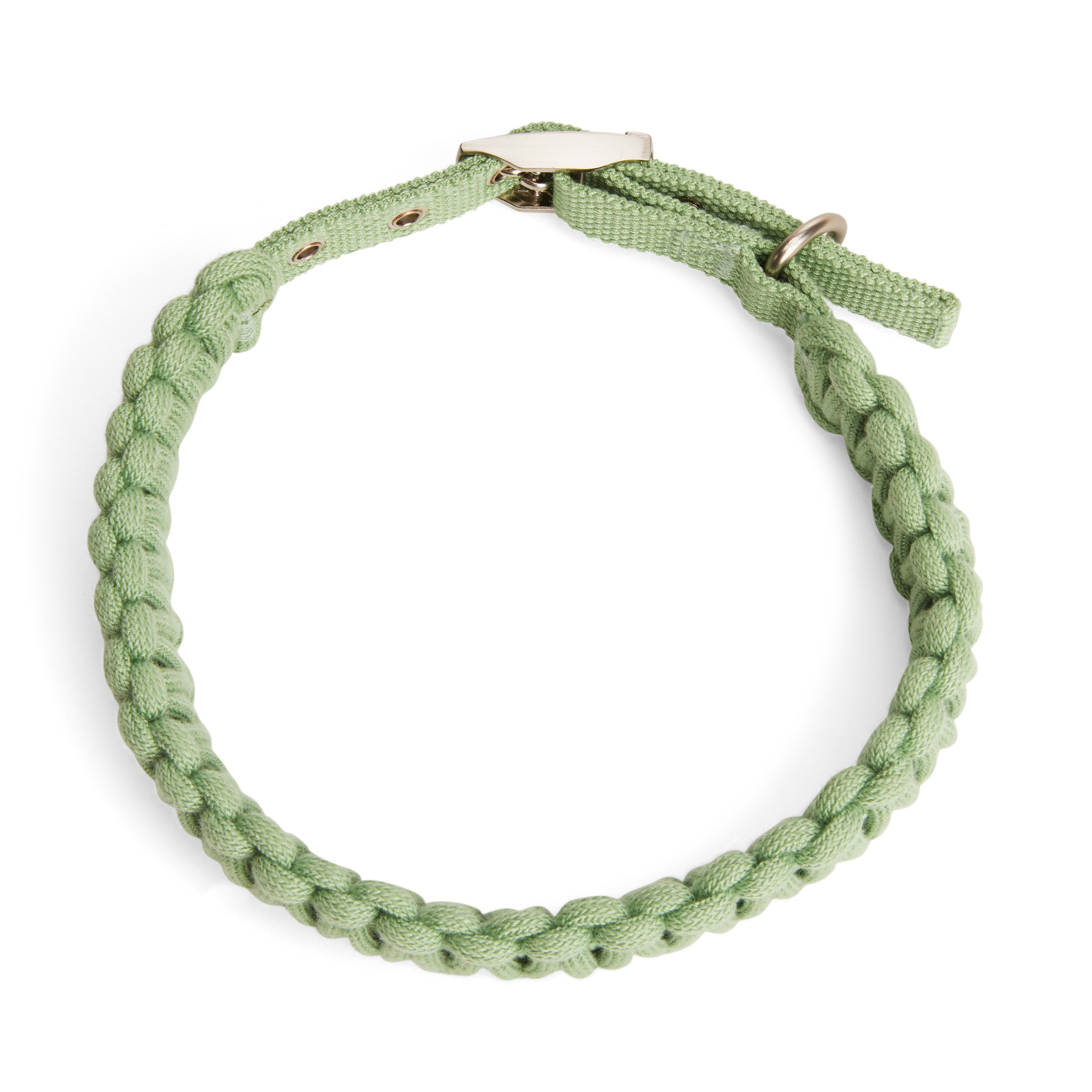 YOULY Green Macrame Dog Collar， Small