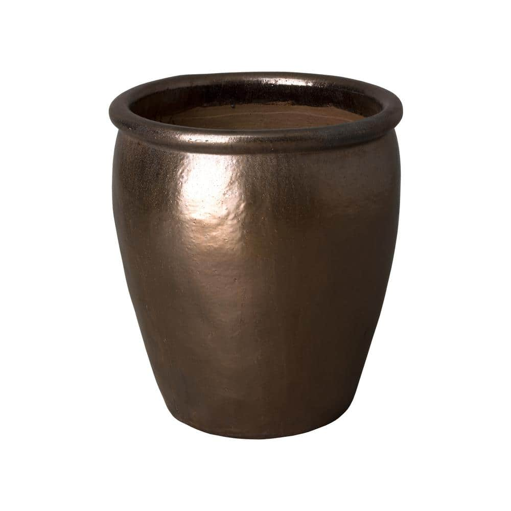 Emissary 23 in. D x 25 in. H Metallic Ceramic Round Planter with Drainage Hole 12402MT-2