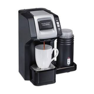 Hamilton Beach Flexbrew 1-Cup Black Single Serve Coffee Maker with Milk Frother 49949