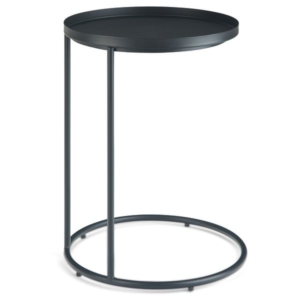 WYNDENHALL Lipton Industrial 18 inch Wide Metal Accent Side Table in Black， Fully Assembled - 18