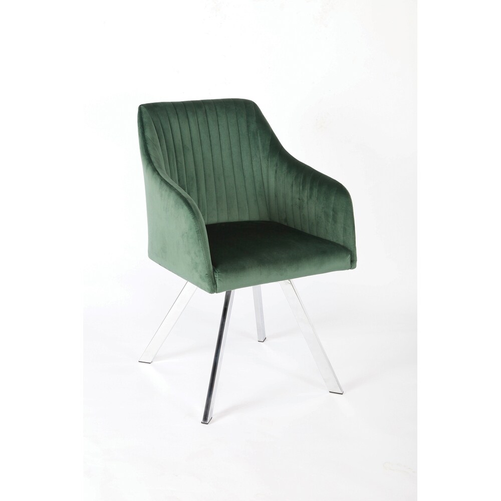 Vallerina Green Channeled Sloped Arm Swivel Chair