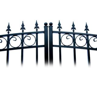 ALEKO London Style 16 ft. x 6 ft. Black Steel Dual Driveway Fence Gate DG16LOND-HD