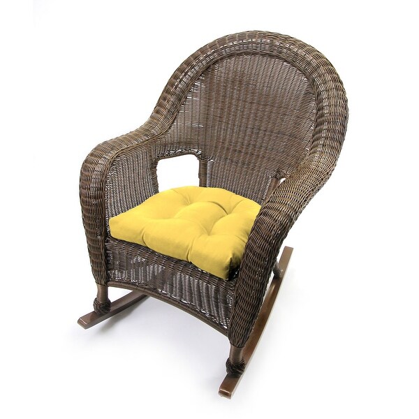 Yellow Solid Outdoor Wicker Cushion Set for Bench and 2 Chair Seats - 18'' L x 44'' W x 4'' H