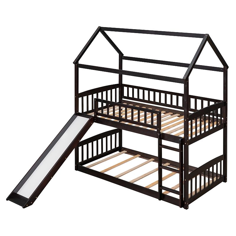 Merax Bunk Bed with Slide， House Bed with Slide