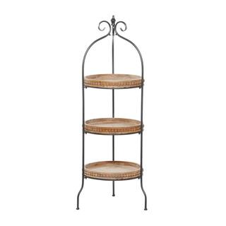 Litton Lane 51 in. Brown Metal Traditional 3 Shelf Shelving Unit 16402