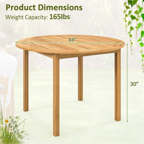 Costway Patio Dining Table Acacia Wood Round Outdoor Bistro Table