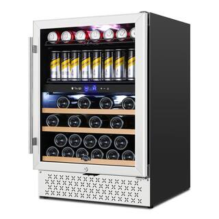 Tylza Dual Zone 24 in. 29-Bottle (25.36 oz.) Wine and 94 Can (12 oz.) Beverage Cooler Buitl-in and Freestanding TYWC150-2