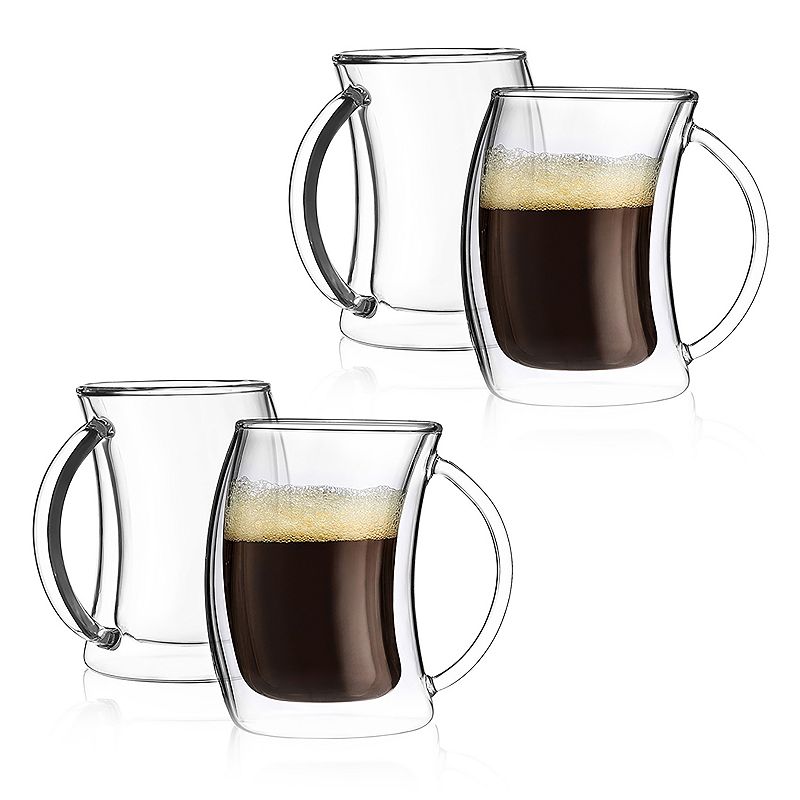 JoyJolt Caleo Double Wall Espresso 2-oz. 4-pc. Glass Set