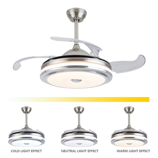 Modern Chrome Sliver Ceiling Fan Chandelier with Retractable Blades Shopping - The Best Deals on Ceiling Fans | 40103993