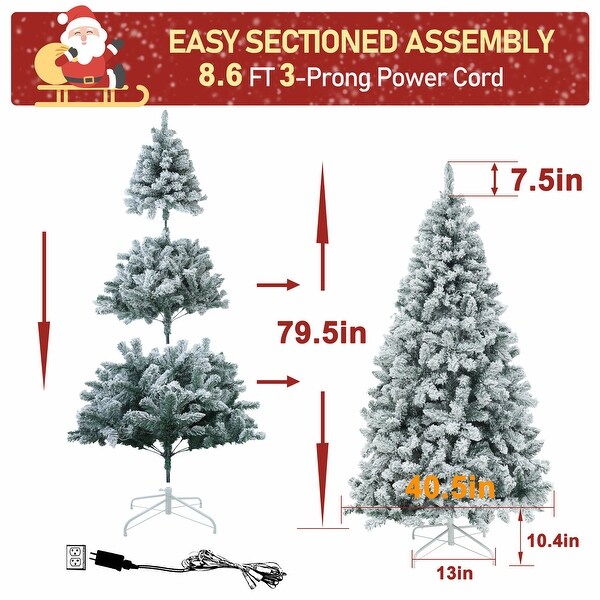 VEIKOUS 6.5FT/7.5FT Artificial Snow Flocked Christmas Tree with Metal Stand