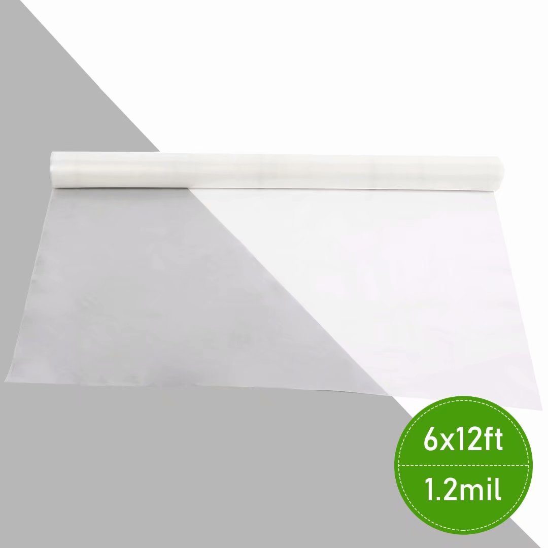 Agfabric 1.2Mil Plastic Covering Clear Polyethylene Greenhouse Film UV Resistant for Grow Tunnel and Garden Hoop, Plant Cover&Frost Blanket for Season Extension,Keep Warm and Frost Protection, 6x12ft