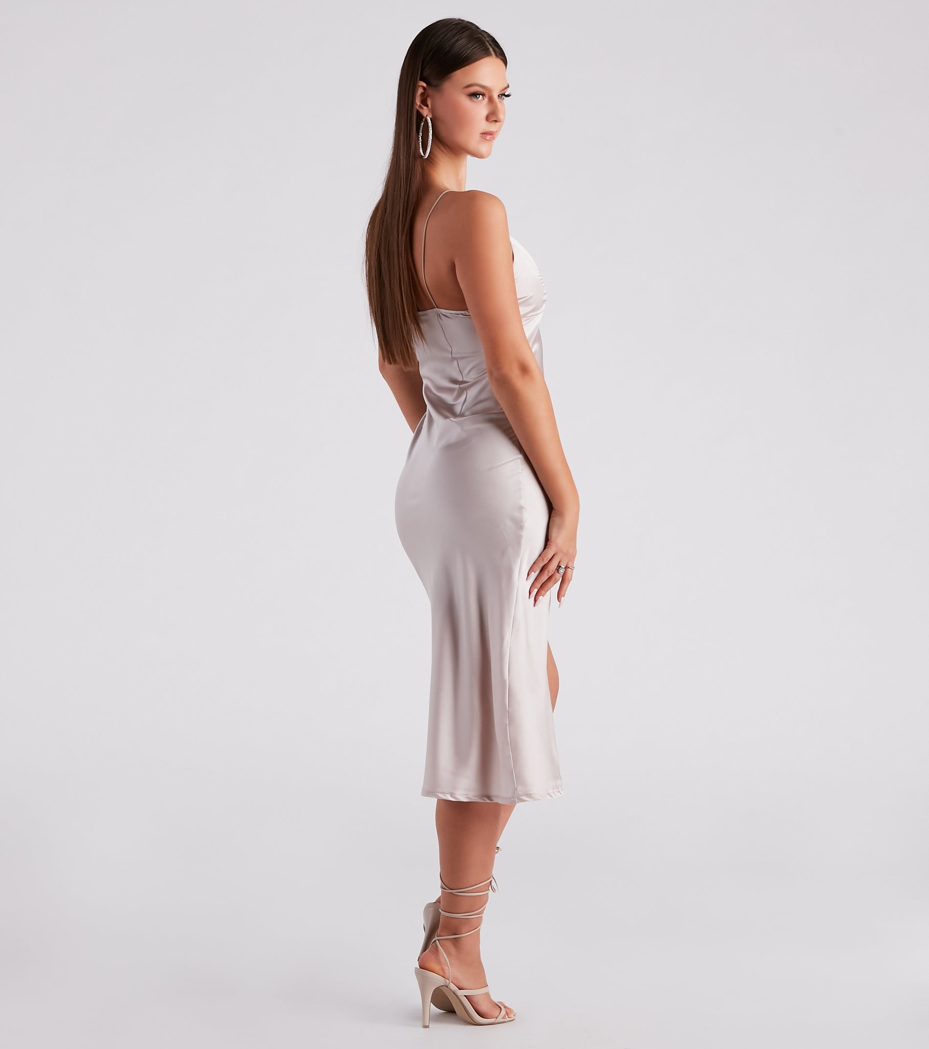 Rendezvous In Satin Slip Midi Dress