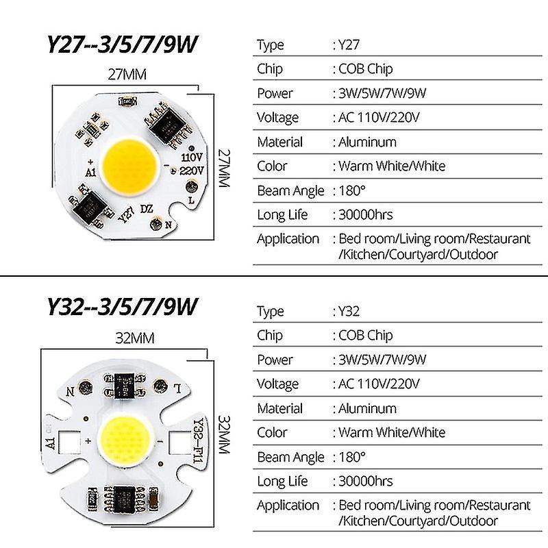 Cob Chip Lamp Led 50w 30w 20w 10w 3w 5w 7w 9w Power Led Chip 220v Diode Lamp Powerful Leds Light Matrix For Floodlight Spotlight