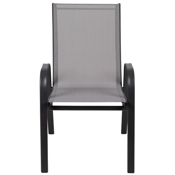 4 Pack Brazos Series Navy Outdoor Stack Chair with Flex Comfort Material and Metal Frame