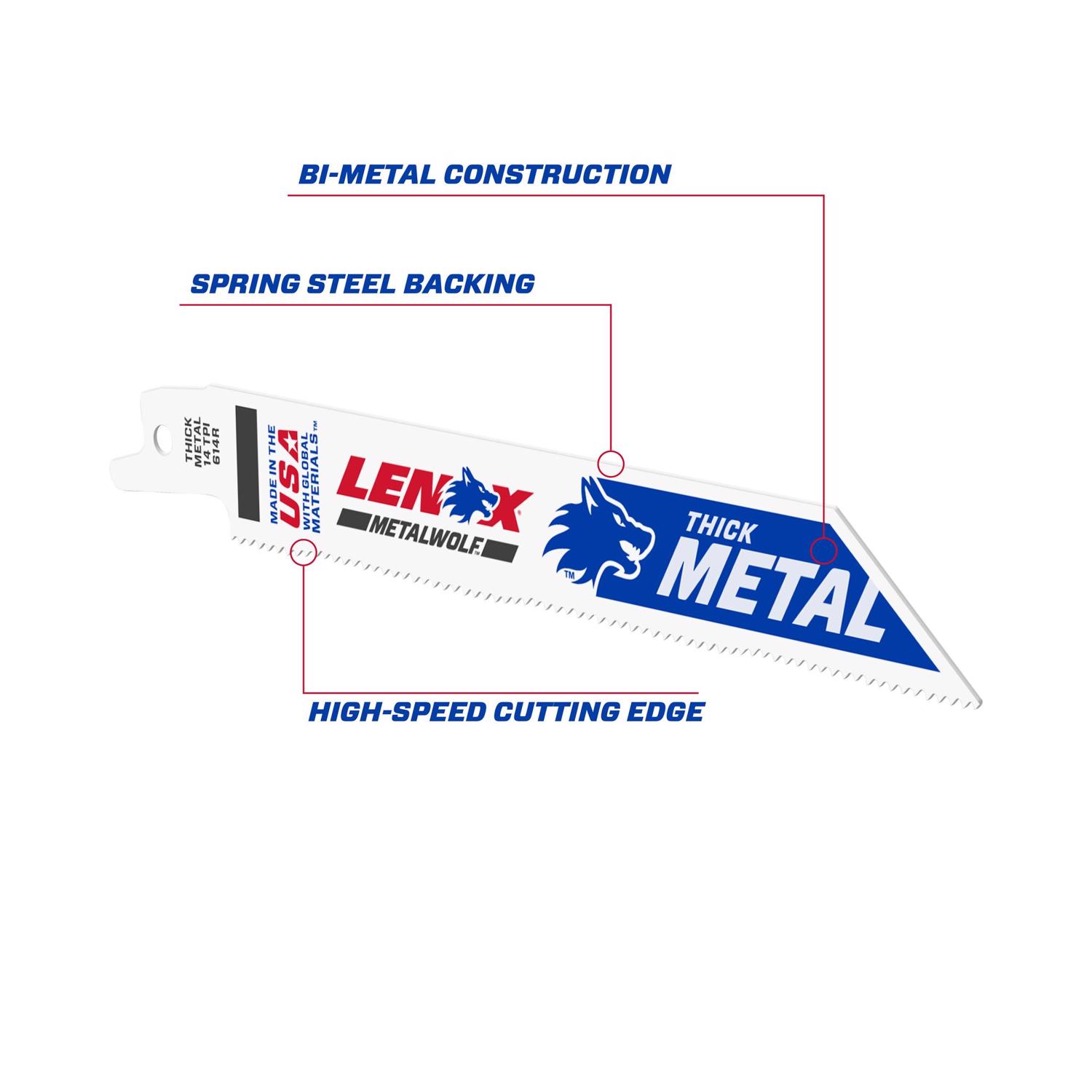 LENOX METALWOLF 6 in. Bi-Metal WAVE EDGE Reciprocating Saw Blade 14 TPI 1 pk