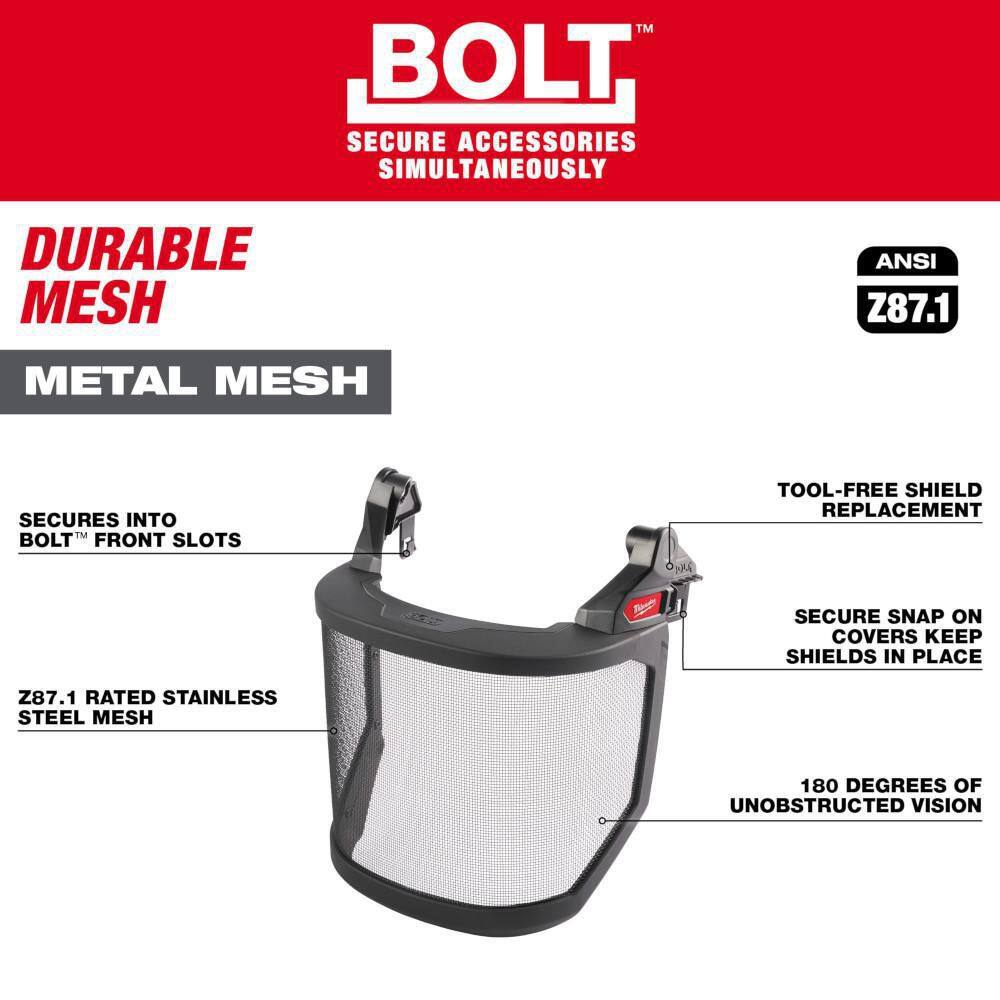 MW BOLT Full Face Metal Mesh Shield (Safety Helmet No Brim) 48-73-1431