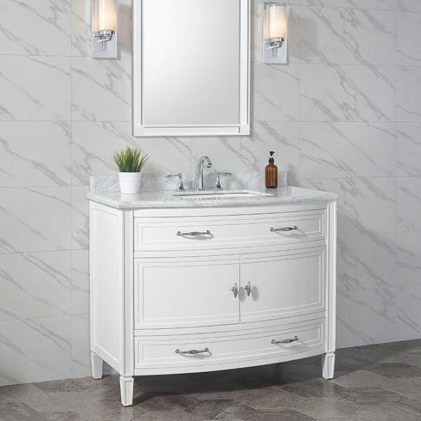 Home Decorators Collection Dacosti 42 in. W x 22 in. D x 34.5 in. H Single Sink Bath Vanity in White with White Carrara Marble Top Dacosti 42