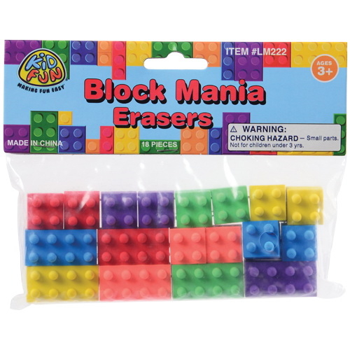 U.S. Toy LM222 Block Mania Erasers / 18 pcs